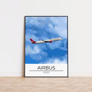 A350 Airline Poster Print, Aviation Art, Aircraft Wall Art, Pilot Gift, Airline Decor, Plane Spotter Print, Aviation Poster, Travel Gift