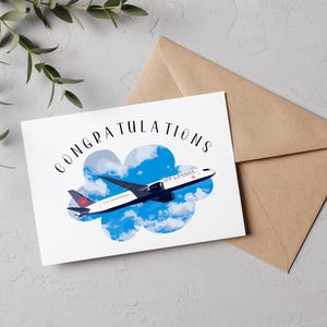 Congratulations Plane Card| B787 Aviation Card| Airline Card| Cabin Crew Airplane Pilot Card| Aircraft Engineer Card| New Job| Promotion