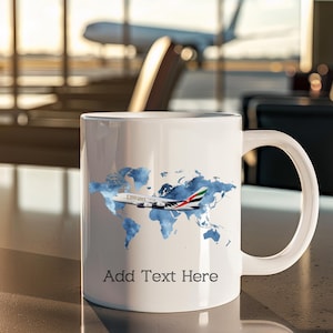 Personalised A380 Plane Mug Custom Name Mug Aviation Gift Personalised Mug Coffee Cup Gift Airline Airbus Aircraft Drinkware