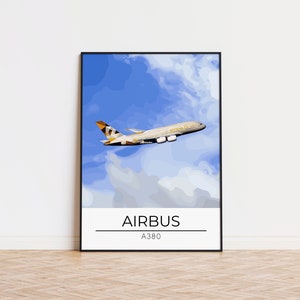 A380 Airline Poster Print, Aviation Art, Aircraft Wall Art, Pilot Gift, Airline Decor, Plane Spotter Print, Aviation Poster, Travel Gift