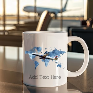 Personalised E190 Plane Mug Custom Name Mug Aviation Gift Personalised Mug Coffee Cup Gift Airline Embraer Aircraft Drinkware