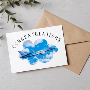 Congratulations Plane Card| B757 Aviation Card| Airline Card| Cabin Crew Airplane Pilot Card| Aircraft Engineer Card| New Job| Promotion