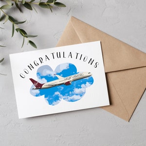 Congratulations Plane Card| B787 Aviation Card| Airline Card| Cabin Crew Airplane Pilot Card| Aircraft Engineer Card| New Job| Promotion