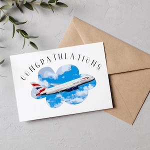 Congratulations Plane Card| A380 Aviation Card| Airline Card| Cabin Crew Airplane Pilot Card| Aircraft Engineer Card| New Job| Promotion
