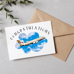 Congratulations Plane Card| A380 Aviation Card| Airline Card| Cabin Crew Airplane Pilot Card| Aircraft Engineer Card| New Job| Promotion