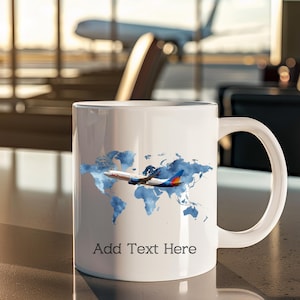 Personalised B737 Plane Mug Set Custom Name Mug Aviation Gift Personalised Mug Coffee Cup Gift Airline Boeing Aircraft Drinkware