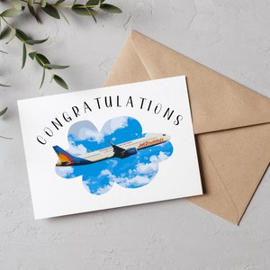 Congratulations Plane Card| A321 Aviation Card| Airline Card| Cabin Crew Airplane Pilot Card| Aircraft Engineer Card| New Job| Promotion