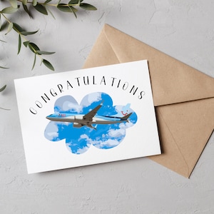 Congratulations Plane Card| B737 Aviation Card| Airline Card| Cabin Crew Airplane Pilot Card| Aircraft Engineer Card| New Job| Promotion