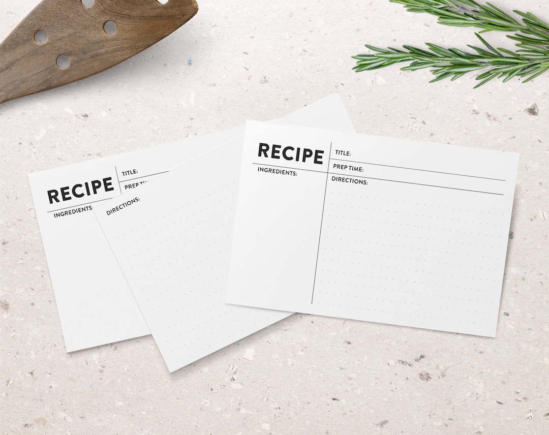 Printable 4x6 Minimal Recipe Card Template Home Cook Etsy