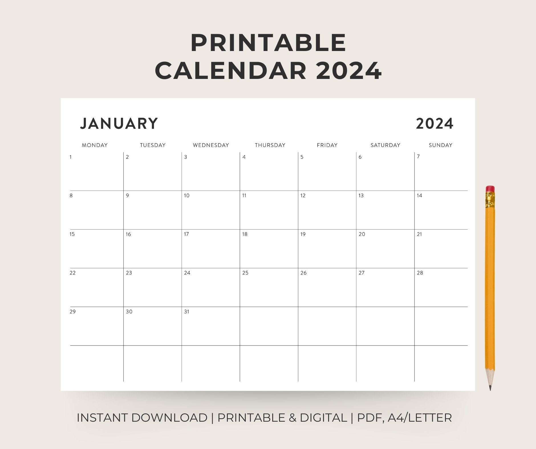 2024 Printable Calendar, Landscape Minimalist Monthly Calendar Instant Download PDF A4 and Letter Monday & Sunday Start - Etsy 2024-printable-calendar-landscape-minimalist-monthly-calendar-instant-download-pdf-a4-and-letter-monday-sunday-start-etsy