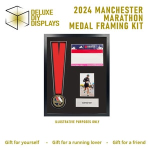 2024 Manchester Marathon Medal and Number Framing Kit Personalised Plaque Manchester Marathon, gift for him or her image 1