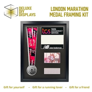 2023 London Marathon Medal and Number Framing Kit + Personalised Plaque in Paper or Metal  - gift for him, gift for her