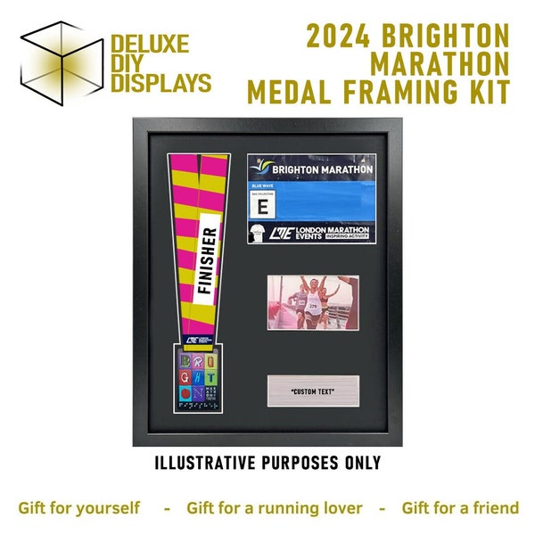 2024 Brighton Marathon Medal and Number Framing Kit + Personalised Plaque  -Brighton Marathon, gift for him, gift for her