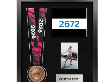 2026 Marathon - London Medal and Number Framing Kit + Personalised Plaque in Paper or Metal  - gift for him, gift for her