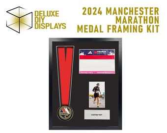 2024 Manchester Marathon Medal and Number Framing Kit + Personalised Plaque  - Manchester Marathon, gift for him or her