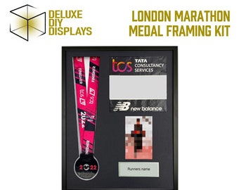 2022 London Marathon Medal and Number Framing Kit + Personalised Plaque  - London Marathon, gift for him, gift for her