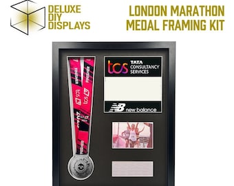 2023 London Marathon Medal and Number Framing Kit + Personalised Plaque in Paper or Metal  - gift for him, gift for her