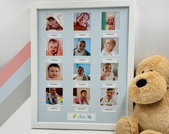 Babies First Year Customizable Frame - custom colours and plaque - baby first twelve months, new baby gift, 1st birthday gift, 12 months old