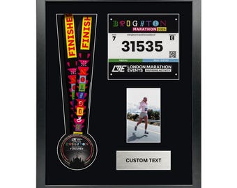 2026 Brighton Marathon Medal and Number Framing Kit + Personalised Plaque  -Brighton Marathon, gift for him, gift for her