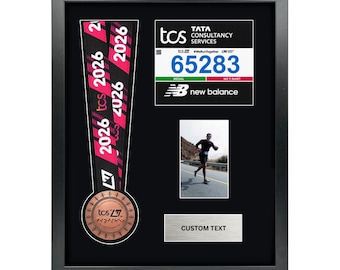 2026 London Marathon Medal and Number Framing Kit + Personalised Plaque in Paper or Metal  - gift for him, gift for her