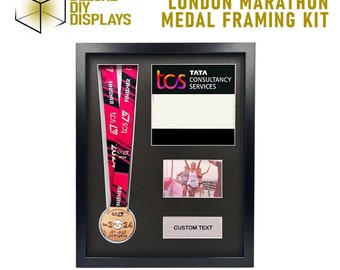 2024 London Marathon Medal and Number Framing Kit + Personalised Plaque in Paper or Metal  - gift for him, gift for her