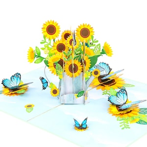 Beautiful Yellow Sunflowers 3D pop up greeting card