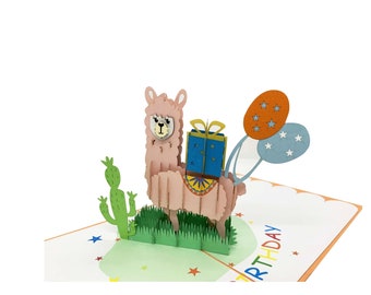 Handmade Llama Happy Birthday 3D POPUP Card
