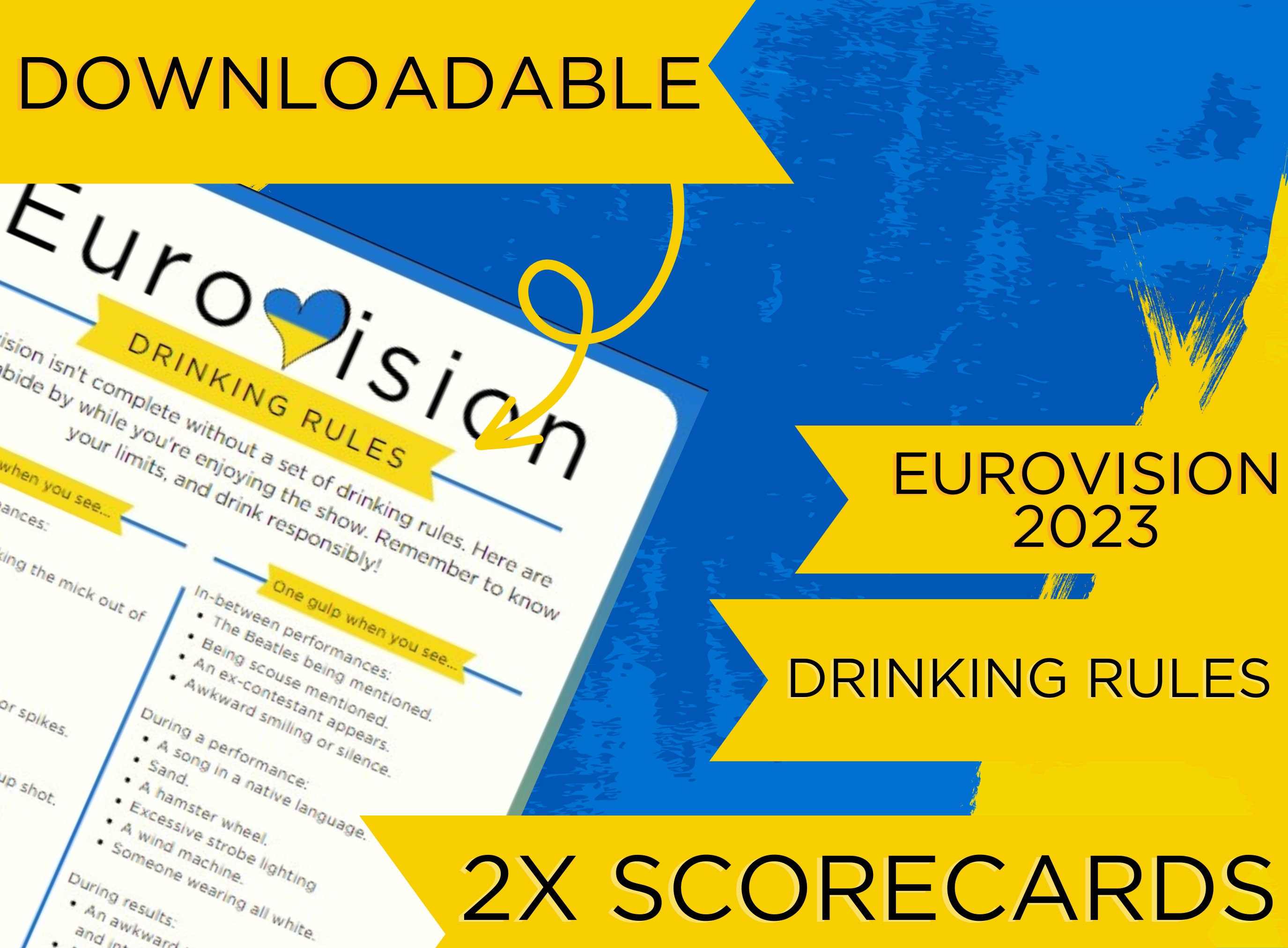 Eurovision Scorecards Eurovision Drink Game Eurovision Etsy