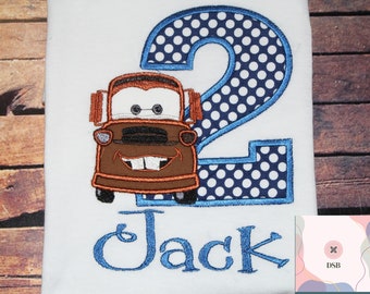 Tow Mater Personalized Birthday Top Embroidered
