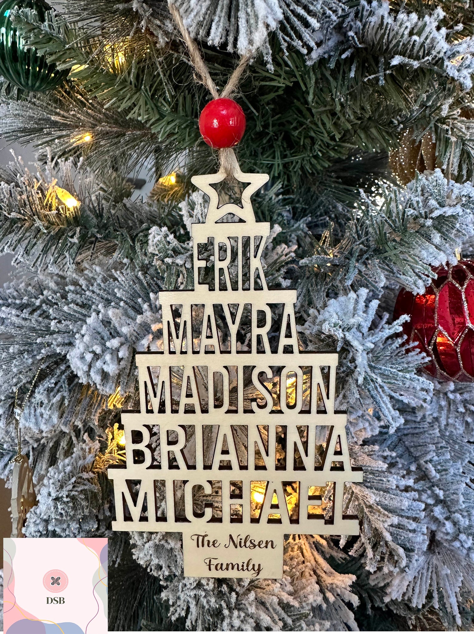 Family Name Tree Ornament Etsy