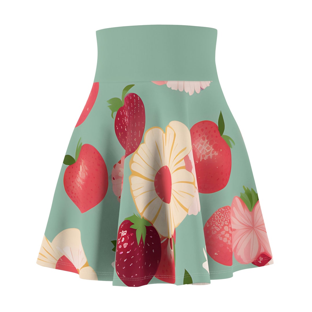 Summer Fruits Pink Women's Skater Skirt AOP Etsy
