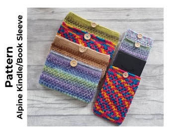 Crochet Sleeve Pattern Bundle, 2 in 1 Crochet Patterns, Crochet Alpine Book Sleeve, Crochet Alpine Kindle Sleeve Pattern, Crochet Tutorial