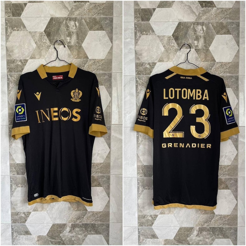 OGC NICE #23 Lotomba 2021 2022 Home Football Player Issue Shirt Macron Jersey image 1
