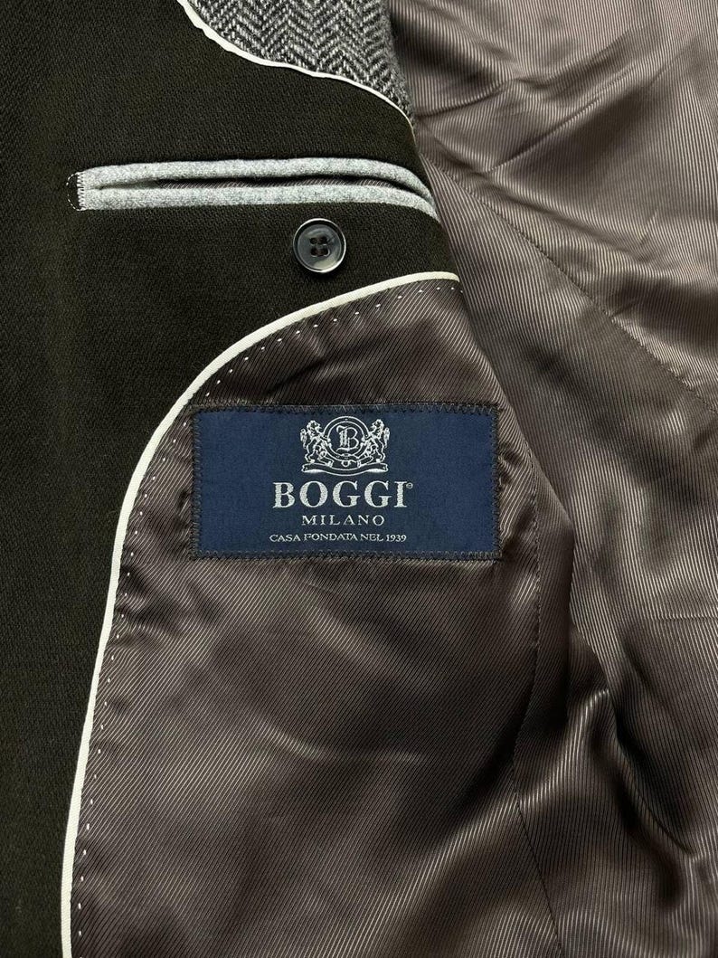 BOGGI Milano Tessuti Sondrio Blazer masculino de algodão marrom 2 botões tamanho 48 imagem 18