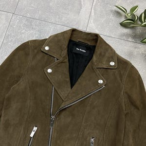 The Kooples Brown Suede Buffalo Leather Biker Jacket Women’s XXS image 5