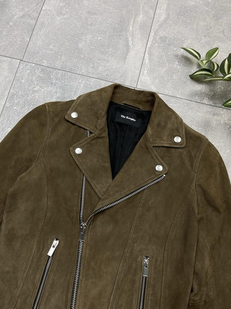 The Kooples Brown Suede Buffalo Leather Biker Jacket Women’s XXS image 5