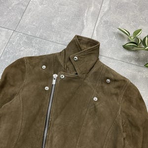 The Kooples Brown Suede Buffalo Leather Biker Jacket Women’s XXS image 7