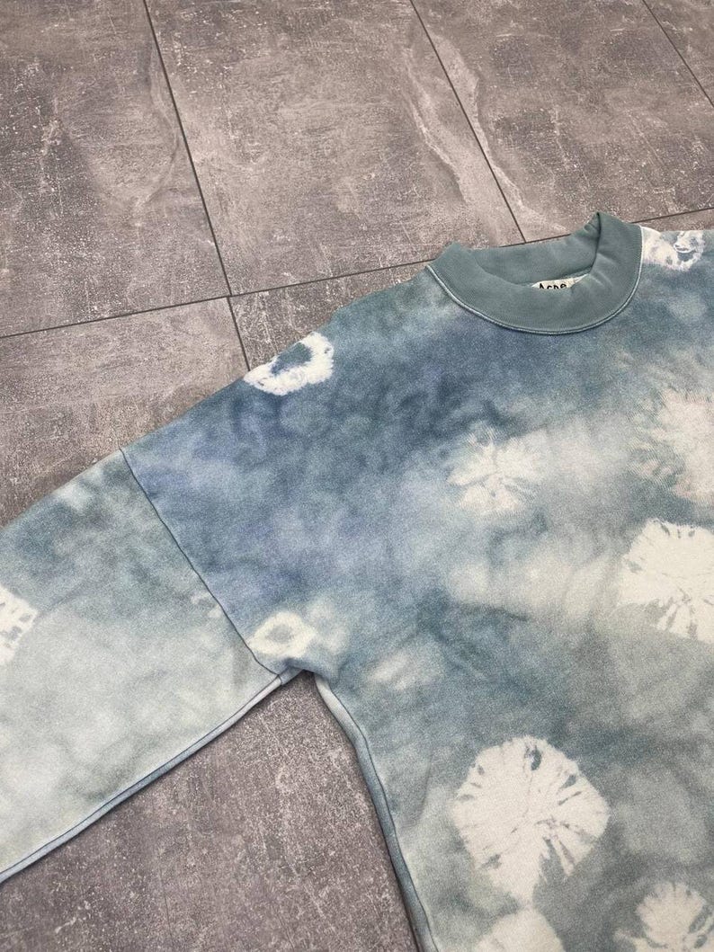 Acne Studios Felke Bleach PSS18 Tie-Dye Crew Neck Blue Sweatshirt size L image 8