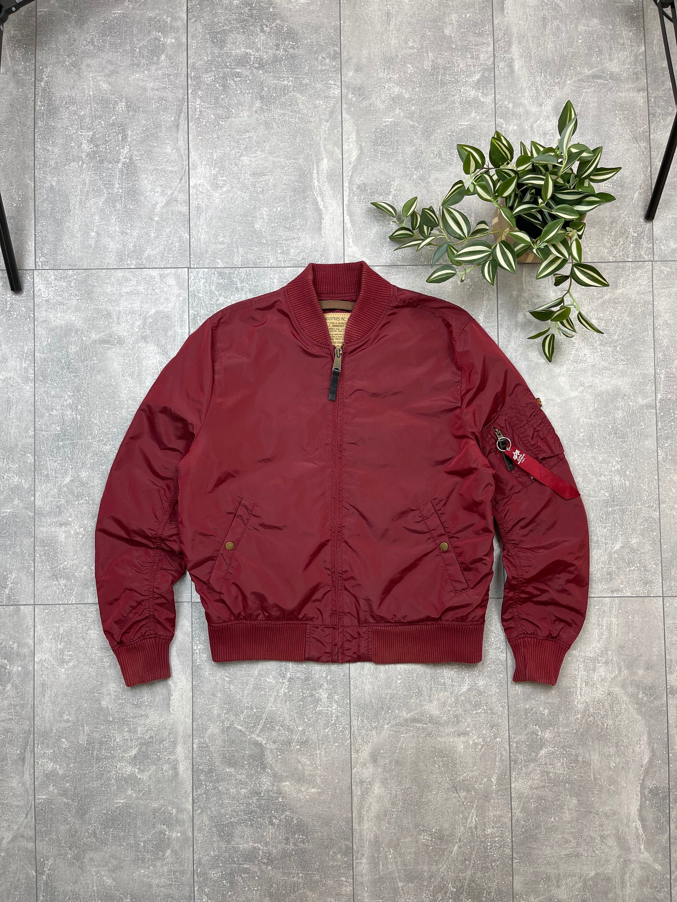 Alpha Industries Burgundy MA 1 Bomber Jacket Mens Size XL Etsy