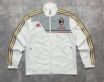 AC Milan Adidas Langarm-Trainingsoberteil Vintage Y2K Football Sportswear  Schwarz