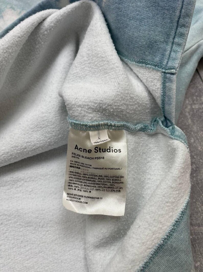 Acne Studios Felke Bleach PSS18 Tie-Dye Crew Neck Blue Sweatshirt size L image 19