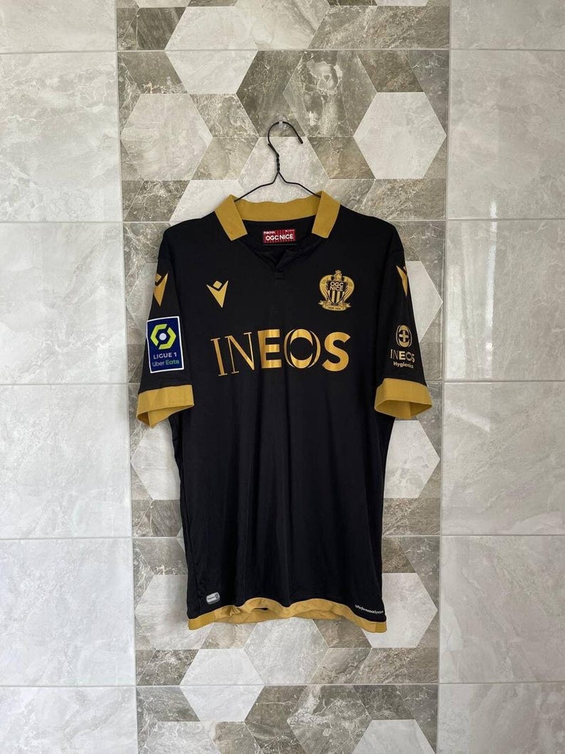 OGC NICE #23 Lotomba 2021 2022 Home Football Player Issue Shirt Macron Jersey image 2