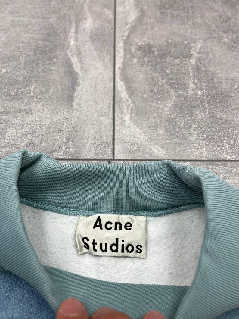 Acne Studios Felke Bleach PSS18 Tie-Dye Crew Neck Blue Sweatshirt size L image 18