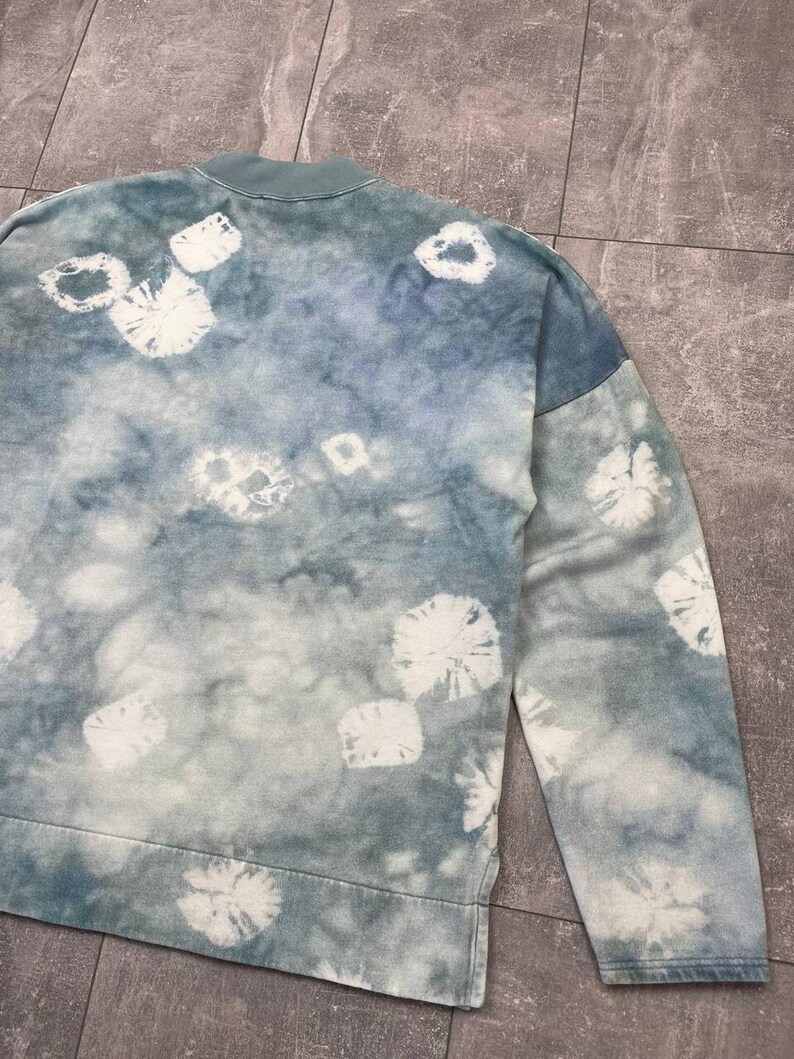 Acne Studios Felke Bleach PSS18 Tie-Dye Crew Neck Blue Sweatshirt size L image 13