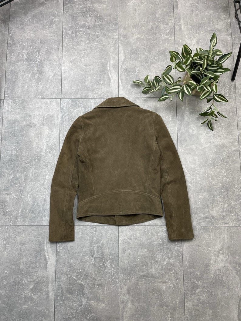 The Kooples Brown Suede Buffalo Leather Biker Jacket Women’s XXS image 13
