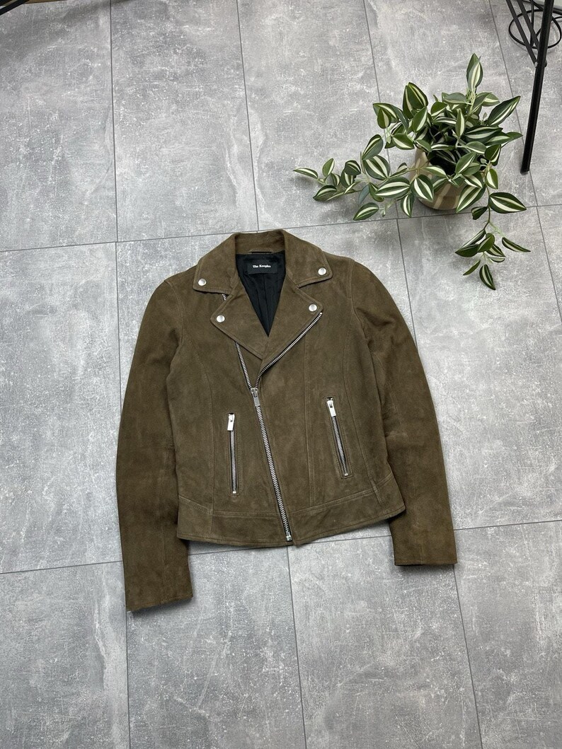 The Kooples Brown Suede Buffalo Leather Biker Jacket Women’s XXS image 2