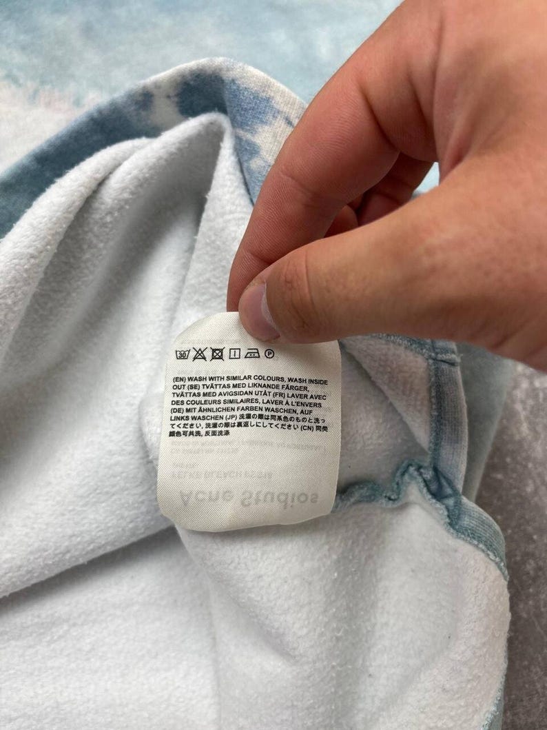 Acne Studios Felke Bleach PSS18 Tie-Dye Crew Neck Blue Sweatshirt size L image 20