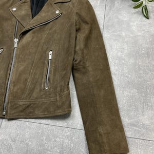The Kooples Brown Suede Buffalo Leather Biker Jacket Women’s XXS image 4