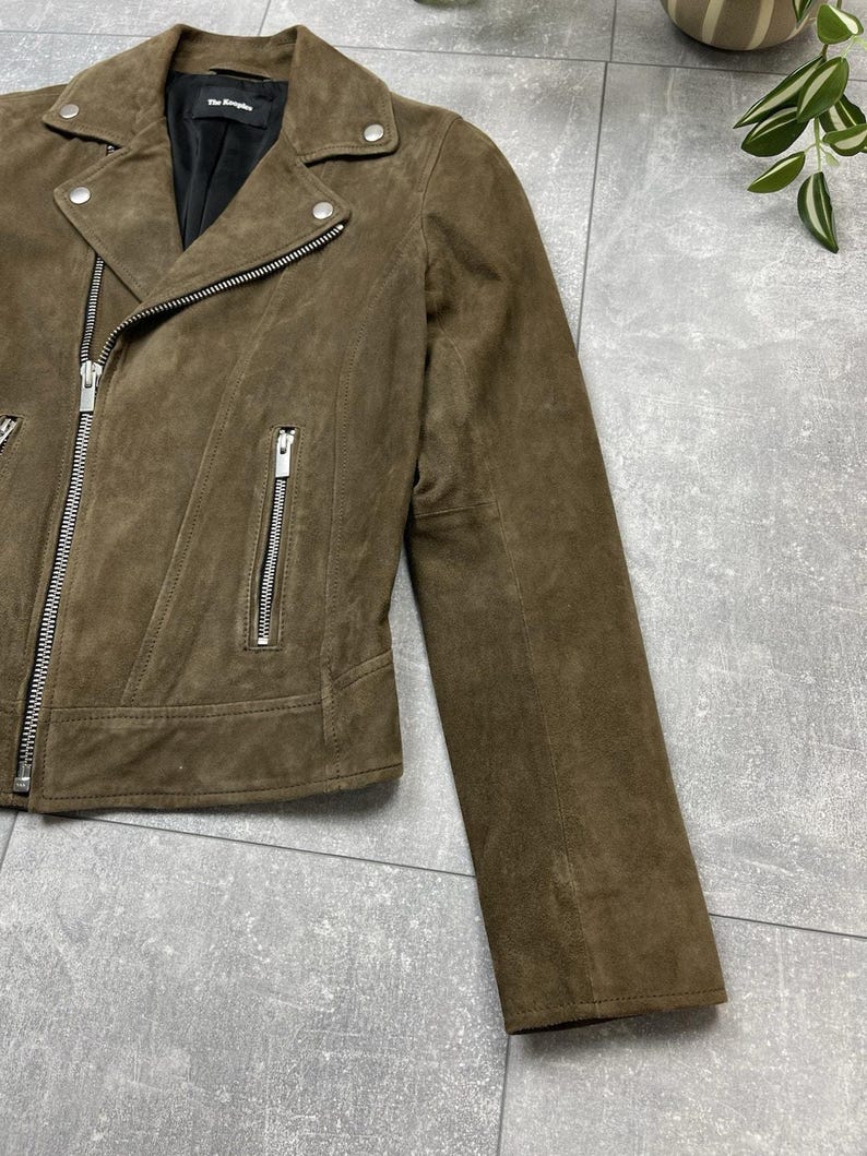 The Kooples Brown Suede Buffalo Leather Biker Jacket Women’s XXS image 4