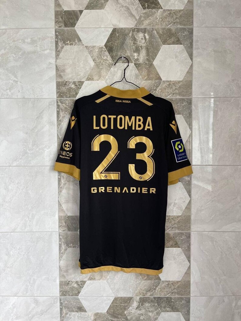 OGC NICE #23 Lotomba 2021 2022 Home Football Player Issue Shirt Macron Jersey image 9